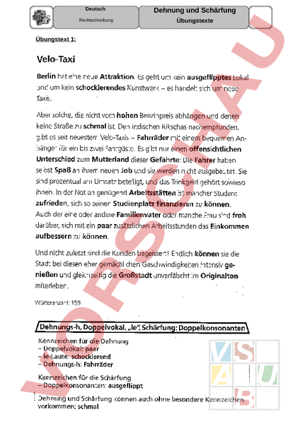 Arbeitsblatt: Übung für Diktat - Deutsch - Rechtschreibung