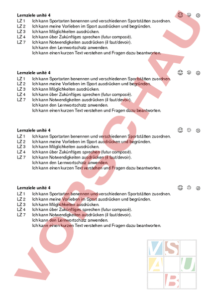 Arbeitsblatt Envol 7 Unite 4 Lernziele Franzosisch Gemischte Themen