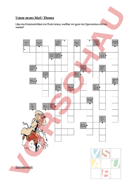 Arbeitsblatt: Kreuzworträtsel - Deutsch - Anderes Thema