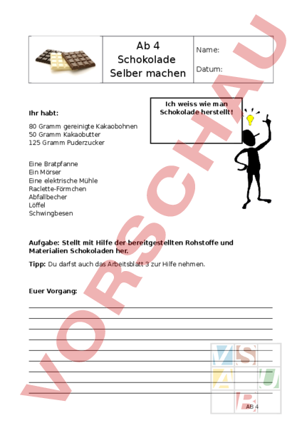 Arbeitsblatt: Geschichte Schokolade - Lebenskunde - Gemischte Themen