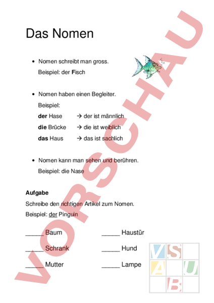 Wie Spricht Man Nomen Aus Arbeitsblatt: das Nomen - Deutsch - Grammatik