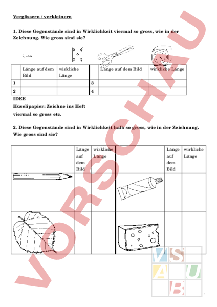 Arbeitsblatt: Massstab Einführung - Mathematik - Gemischte Themen