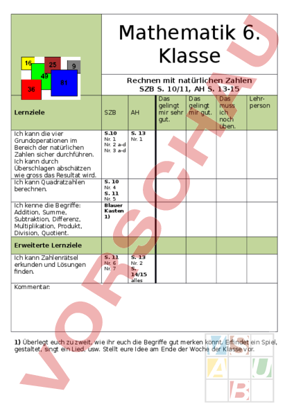 Arbeitsblatt: Rechnen mit natürlich Zahlen - Mathematik ...