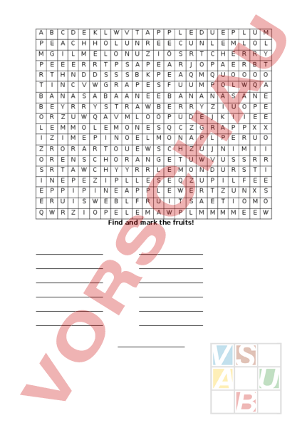 Arbeitsblatt: Suchsel Englisch - Englisch - Wortschatz