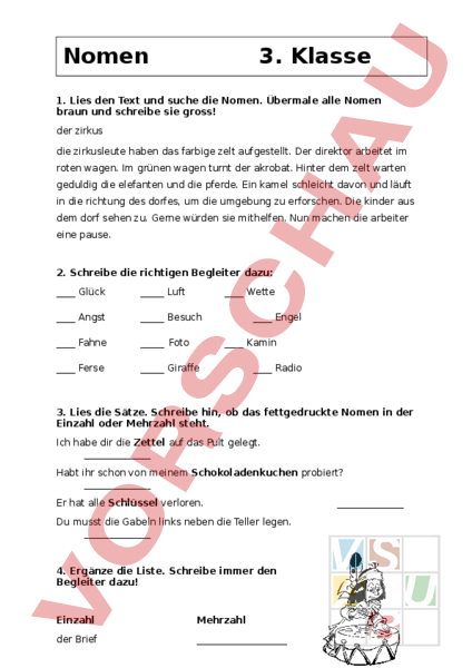 Arbeitsblatt: Nomen - Deutsch - Grammatik