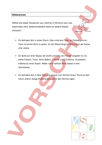 Arbeitsblatt: Perspektivisches Zeichnen - Bildnerisches Gestalten