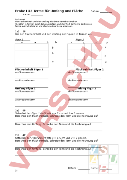 Terme Für Umfang Und Fläche Arbeitsblatt
 Arbeitsblatt Terme Für Umfang Und Fläche Mathe Auf Arbeitsblatts