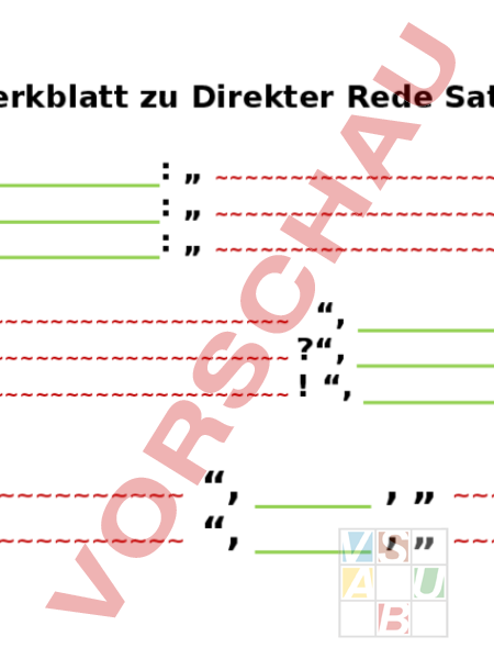 Arbeitsblatt: Merkblatt zur direkten Rede - Deutsch - Grammatik