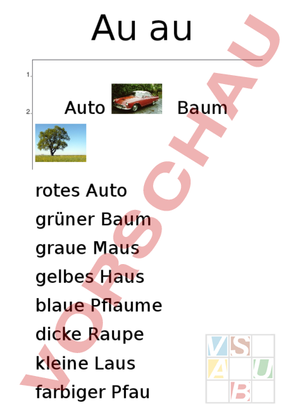 Arbeitsblatt: Au Wörter genau abschreiben - Deutsch - Texte schreiben