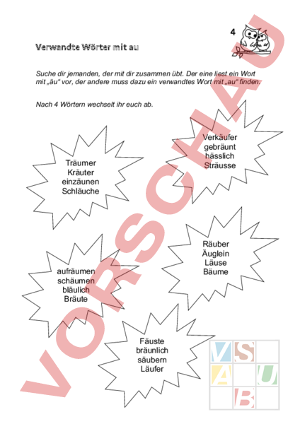  Arbeitsblatt: Spiel au/äu-Wörter - Deutsch - Rechtschreibung Motiv 