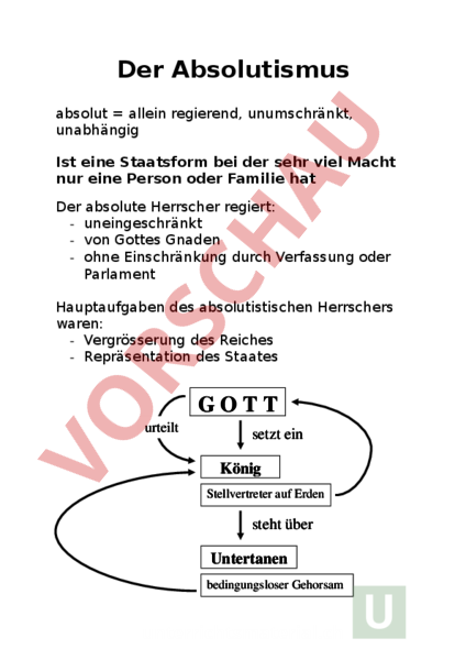 Arbeitsblatt: Absolutismus Theorie - Geschichte - Gemischte Themen