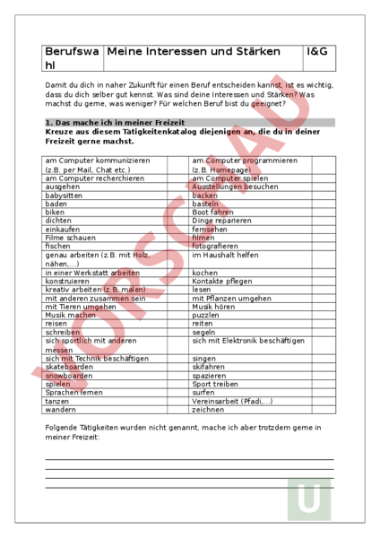 Was sind meine stärken und interessen