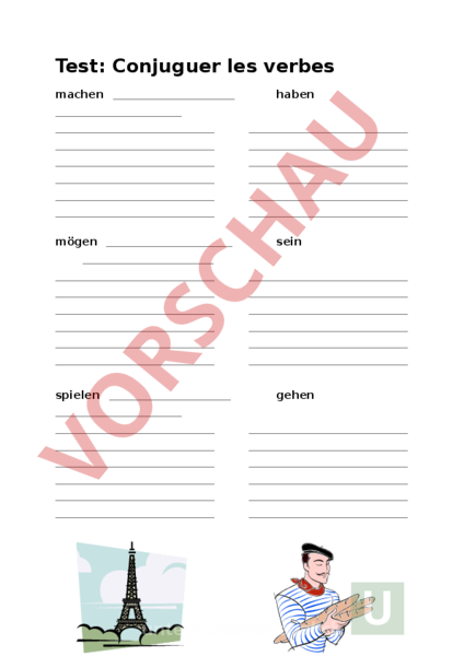 Französisch Verben Auf Er Ir Re Konjugieren Arbeitsblatt: -er Verben - Französisch - Grammatik