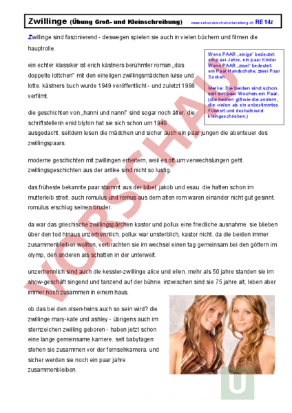 Arbeitsblatt Ubung Gross Klein Deutsch Grammatik