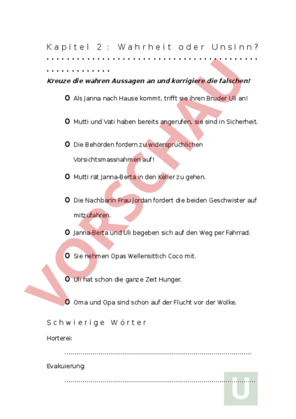 Arbeitsblatt: Die Wolke - Deutsch - Textverständnis
