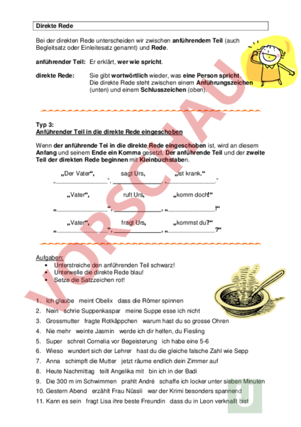 Was Ist Eine Direkte Rede Arbeitsblatt: Direkte Rede - Deutsch - Grammatik