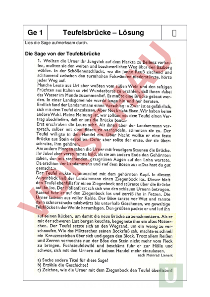 Arbeitsblatt: Geschichte Schweiz - Teufelsbrücke - Geschichte