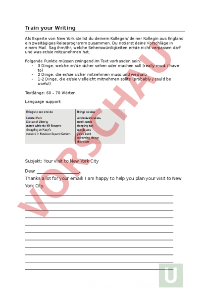 Arbeitsblatt: Writing - Englisch - Texte schreiben