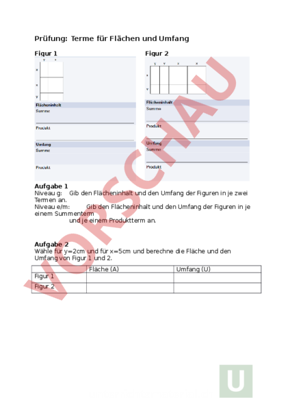 Terme Für Umfang Und Fläche Arbeitsblatt
 Arbeitsblatt Terme Für Umfang Und Fläche Mathe Auf Arbeitsblatts