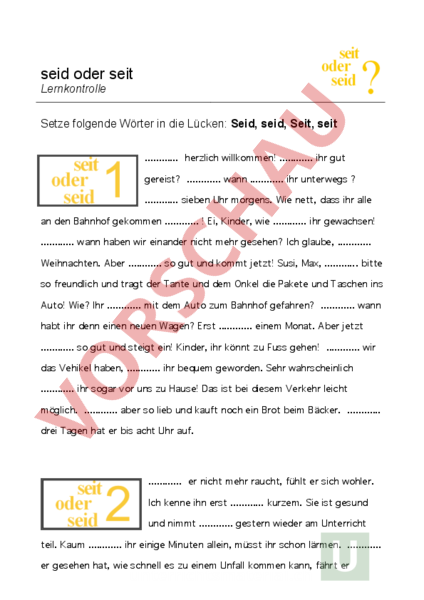 Arbeitsblatt Seit Oder Seid Deutsch Rechtschreibung
