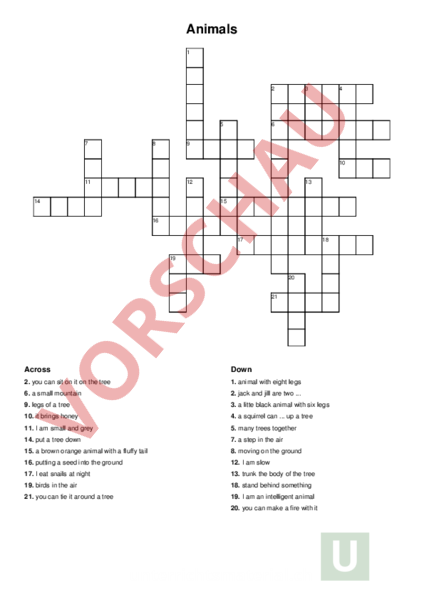 Arbeitsblatt: Kreuzworträtsel Unit4 - Englisch - Wortschatz