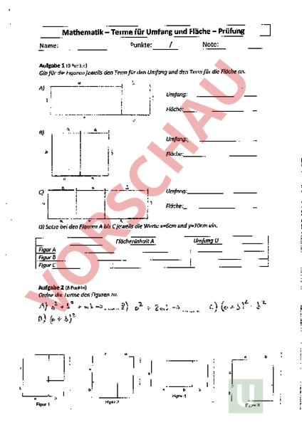 Terme Für Umfang Und Fläche Arbeitsblatt
 Arbeitsblatt Terme Für Umfang Und Fläche Mathe Auf Arbeitsblatts