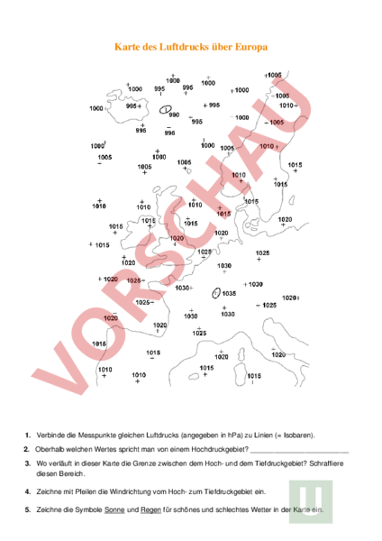 Arbeitsblatt: Luftdruck - Geographie - Anderes Thema
