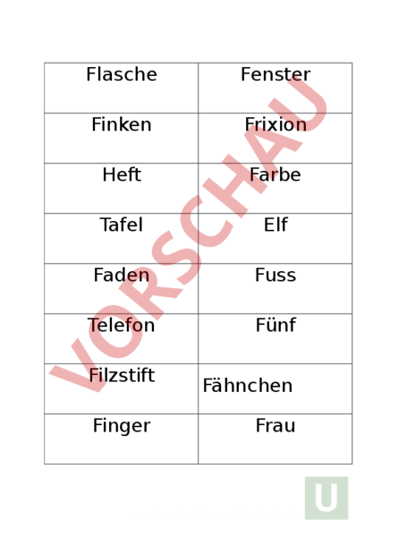 Arbeitsblatt: F- Wörter - Deutsch - Erstlesen