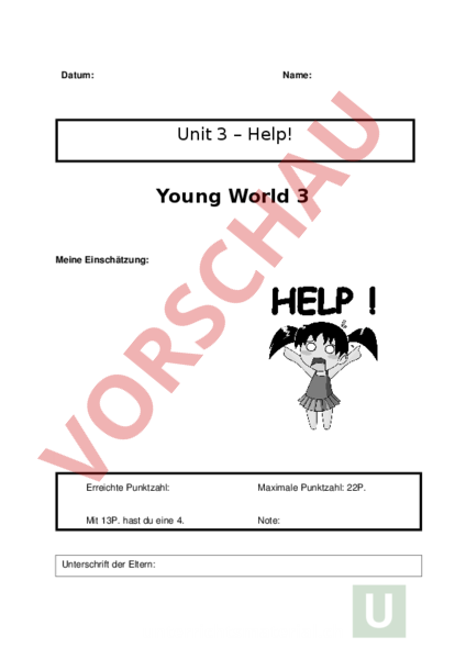 Arbeitsblatt Young World 3 Unit 3 Pr fung Englisch Gemischte Themen