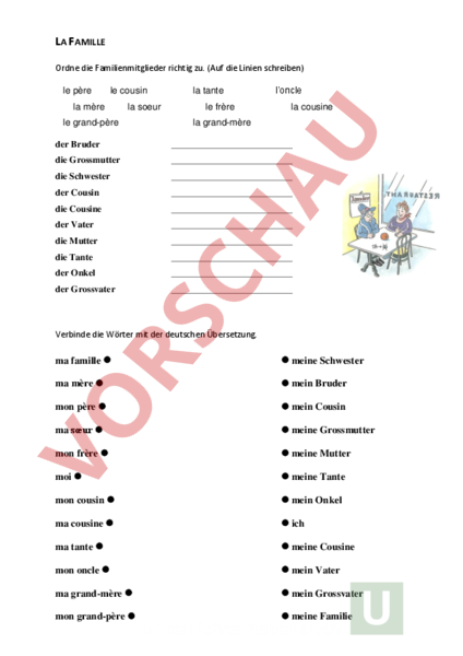 Arbeitsblatt Familie Französisch Gemischte Themen