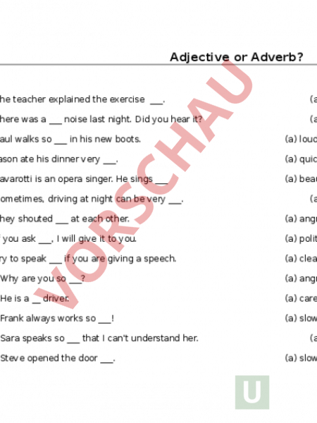 Englisch Adverb Oder Adjektiv übungen