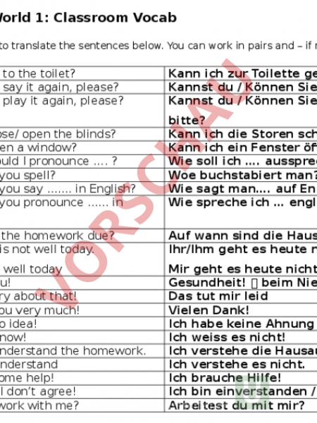 Arbeitsblatt Englisch New World 1 Classroom Vocab Englisch Wortschatz arbeitsblatt-englisch-new-world-1-classroom-vocab-englisch-wortschatz