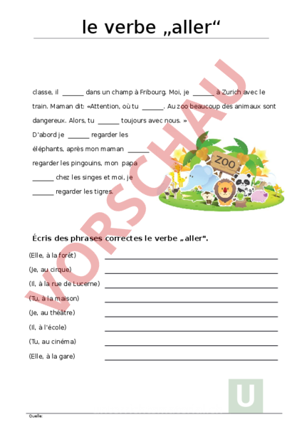 Arbeitsblatt verb aller Französisch Grammatik