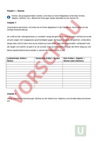 Arbeitsblatt: Nomen Rechtschreibung - Deutsch - Rechtschreibung