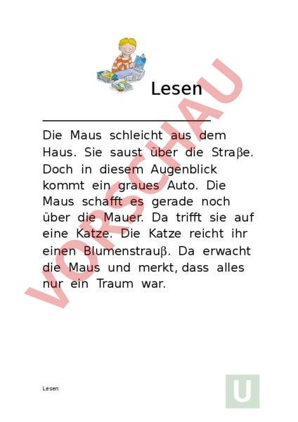  Arbeitsblatt: Leseblatt Au, au - Deutsch - Erstlesen Illustration 