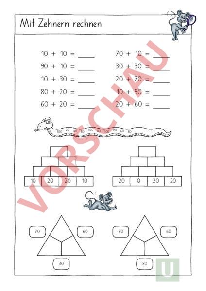 Arbeitsblatt: Mit Zehnern rechnen - Mathematik - Addition