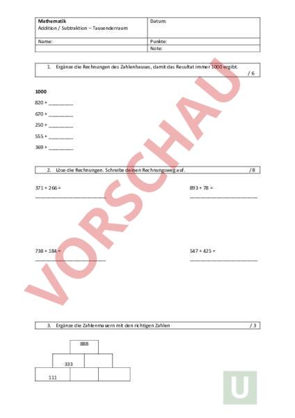 Arbeitsblatt: LK Plus_Minus_1000 - Mathematik - Gemischte Themen