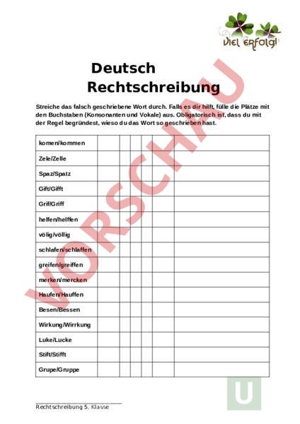 Arbeitsblatt Rechtschreibung
 Arbeitsblatt Rechtschreibung Deutsch Rechtschreibung