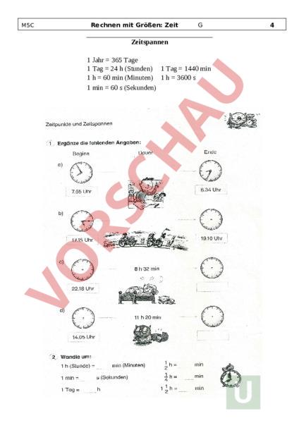Arbeitsblatt: Mathe - Mathematik - Sachrechnen / Grössen