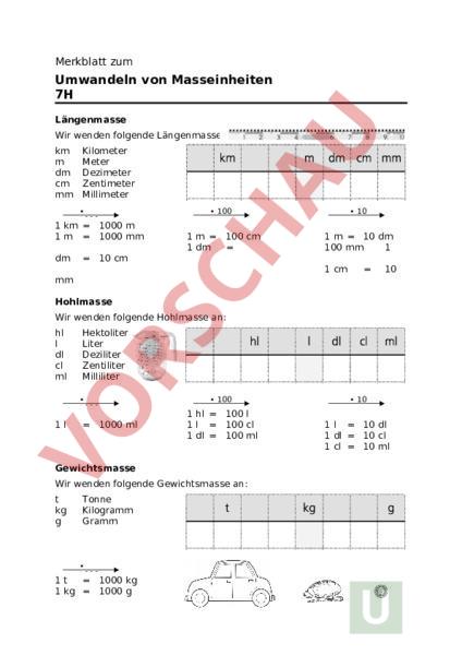 Brüche Maßeinheiten Umwandeln Arbeitsblatt
 Arbeitsblatt Umwandeln von Masseinheiten Mathematik Sachrechnen