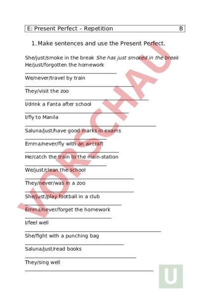 Arbeitsblatt: Present Perfect - Englisch - Grammatik
