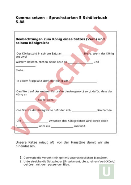 Arbeitsblatt Komma Setzen Sprachstarken 5 Deutsch Grammatik