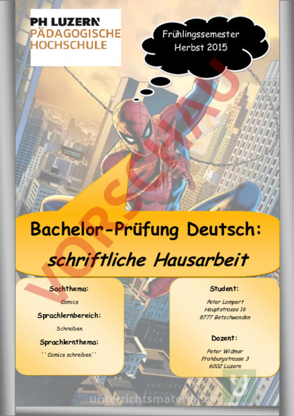 Arbeitsblatt Comic Schreiben Im Unterricht Deutsch Texte Schreiben