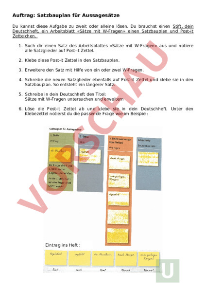 Arbeitsblatt: Satzbau - Deutsch - Grammatik