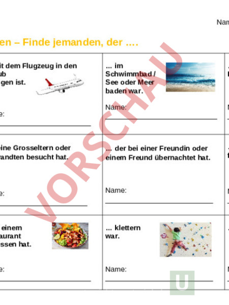 Jemanden der ferien finde DaF: Arbeitsmaterialien