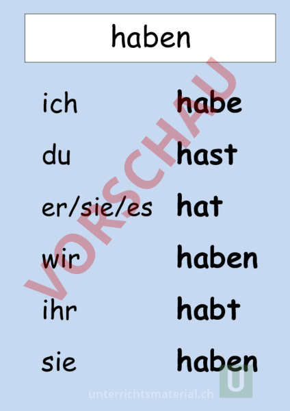 Arbeitsblatt Merkblatt Haben Und Sein Deutsch Grammatik