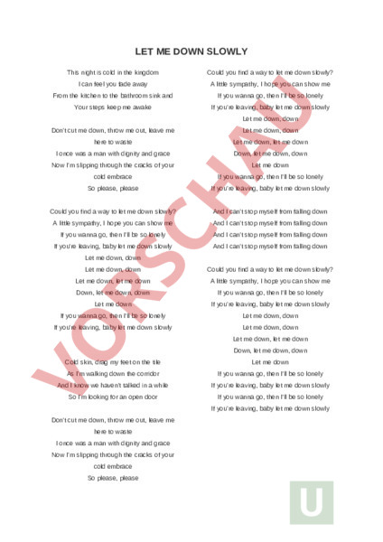 let me down slowly letra tradução