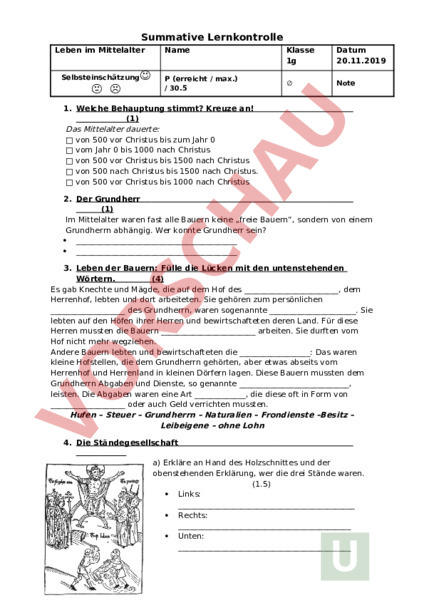 Leben in der mittelalterlichen stadt unterrichtsmaterial