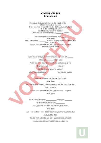 Bruno Mars Count On Me Songtext Deutsch