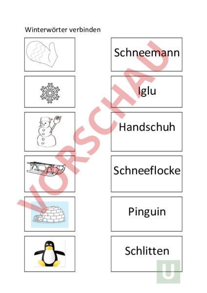 Arbeitsblatt: Winterwörter - Deutsch - Wortschatz